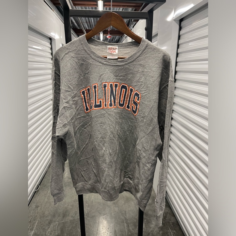 Vintage Red Oak Illinois Crewneck…University of Illinois…Large..23x26